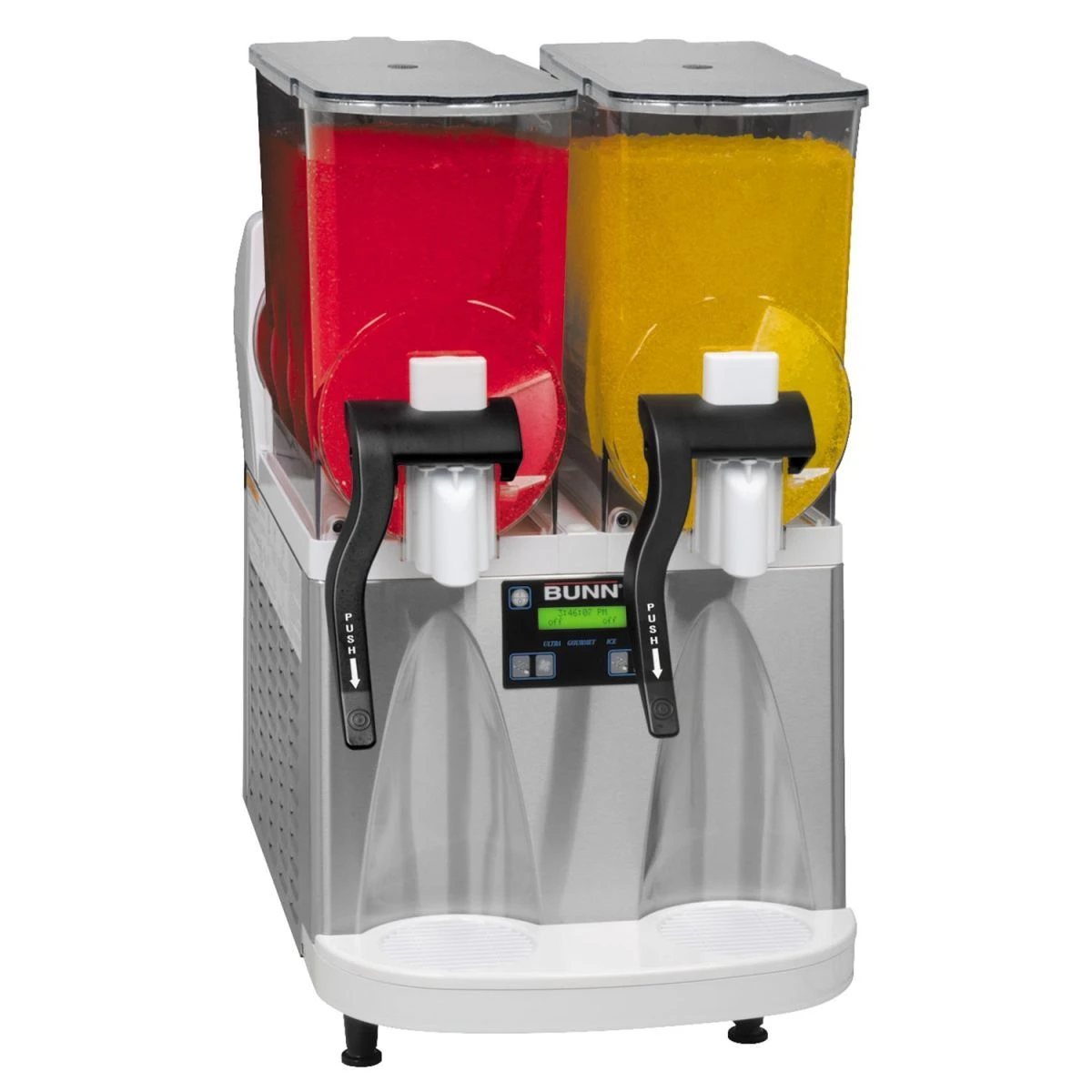 BUNN® Bunn 34000.0012 Ultra-2 HP White And Stainless Steel Double 3 Gallon Pourover Slushy / Granita Frozen Drink Machine 3 BUNN® Bunn 34000.0012 Ultra-2 HP White And Stainless Steel Double 3 Gallon Pourover Slushy / Granita Frozen Drink Machine