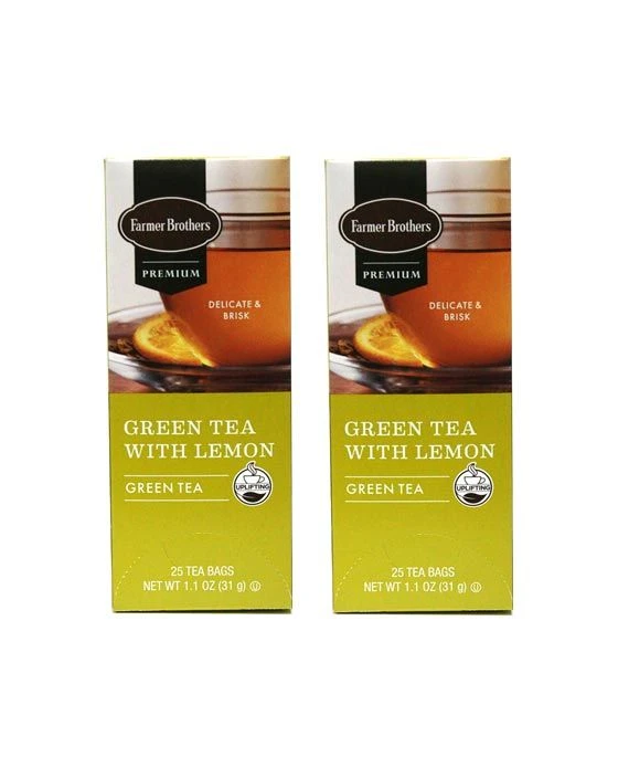 Farmer Brothers Premium: Green Tea With Lemon, 2/25 Ct Tea Boxes 3 Farmer Brothers Premium: Green Tea With Lemon, 2/25 Ct Tea Boxes