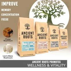 Ancient Roots French Vanilla Flavored Mushroom Coffee By Corim Premium Blends 4/12 Oz Bags -Drink Series Store ancient roots french vanilla flavored mushroom coffee french vanilla coffee1 1 1