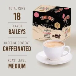 Baileys Bailey's, The Original Irish Cream Flavored Coffee, 4/18 Single Serve Cups -Drink Series Store baileys original irish cream flavored coffee single serve cups