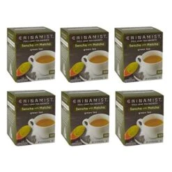 China Mist Sencha With Matcha Organic Green Full Leaf Tea Sachet, 6 Boxes 15 Count Each