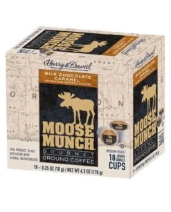 Harry & David Milk Chocolate Caramel Moose Munch Single-Serve Coffee 4/18 Count -Drink Series Store harry david milk chocolate caramel moose munch single serve coffee 4 box 72 ct