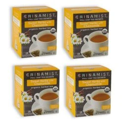 China Mist - Organic Sweet Herbs With Chamomile Herbal Tea Sachets, 4 Box 15 Count Each