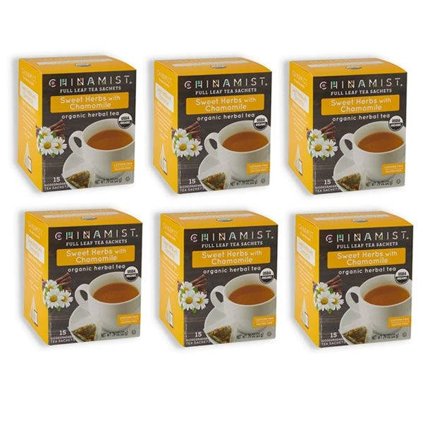 China Mist - Organic Sweet Herbs With Chamomile Herbal Tea Sachets, 6 Box 15 Count Each 3 China Mist - Organic Sweet Herbs With Chamomile Herbal Tea Sachets, 6 Box 15 Count Each